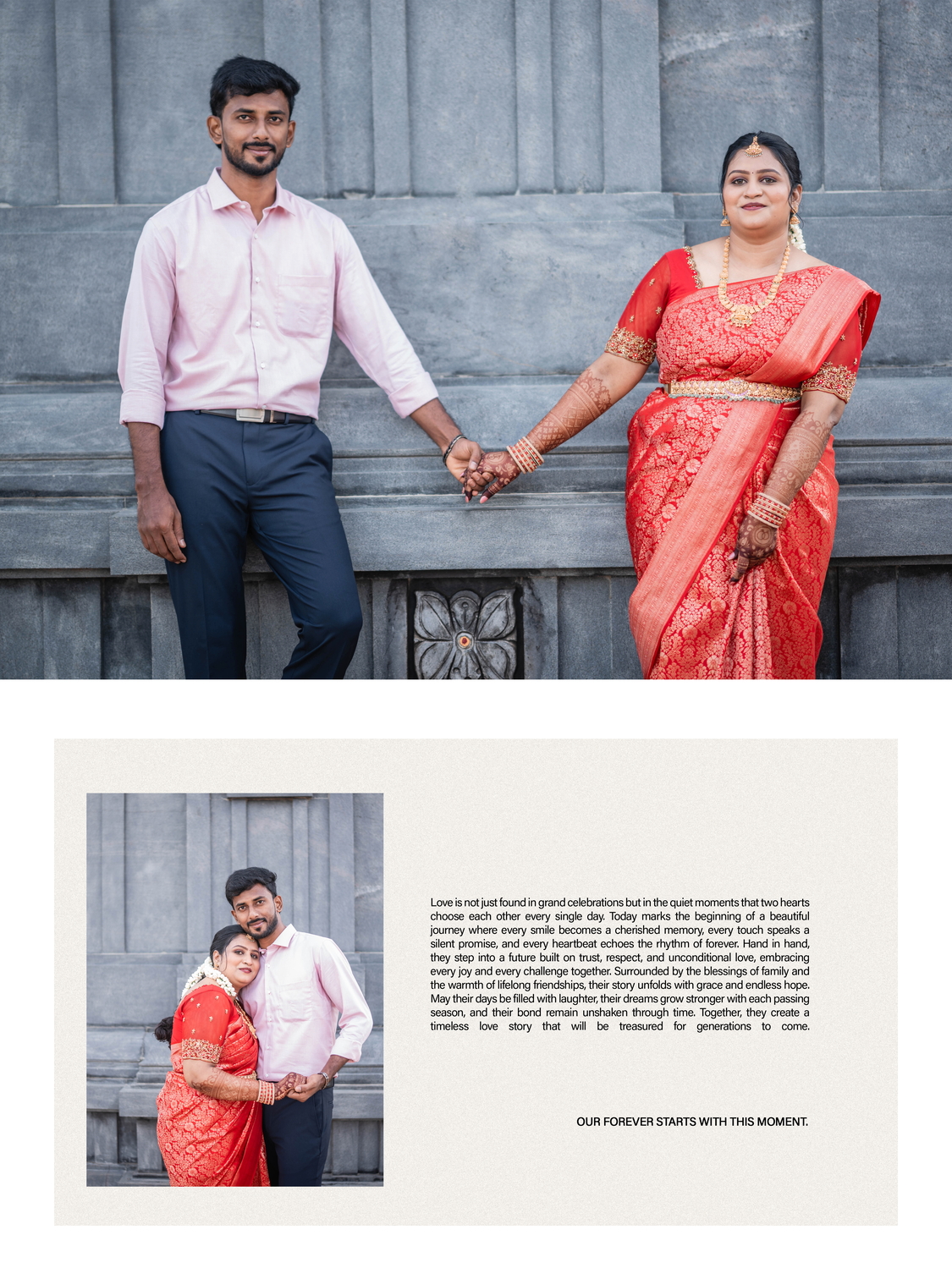 Family members blessing couple Dinakar and Sowmiya during engagement photoshoot