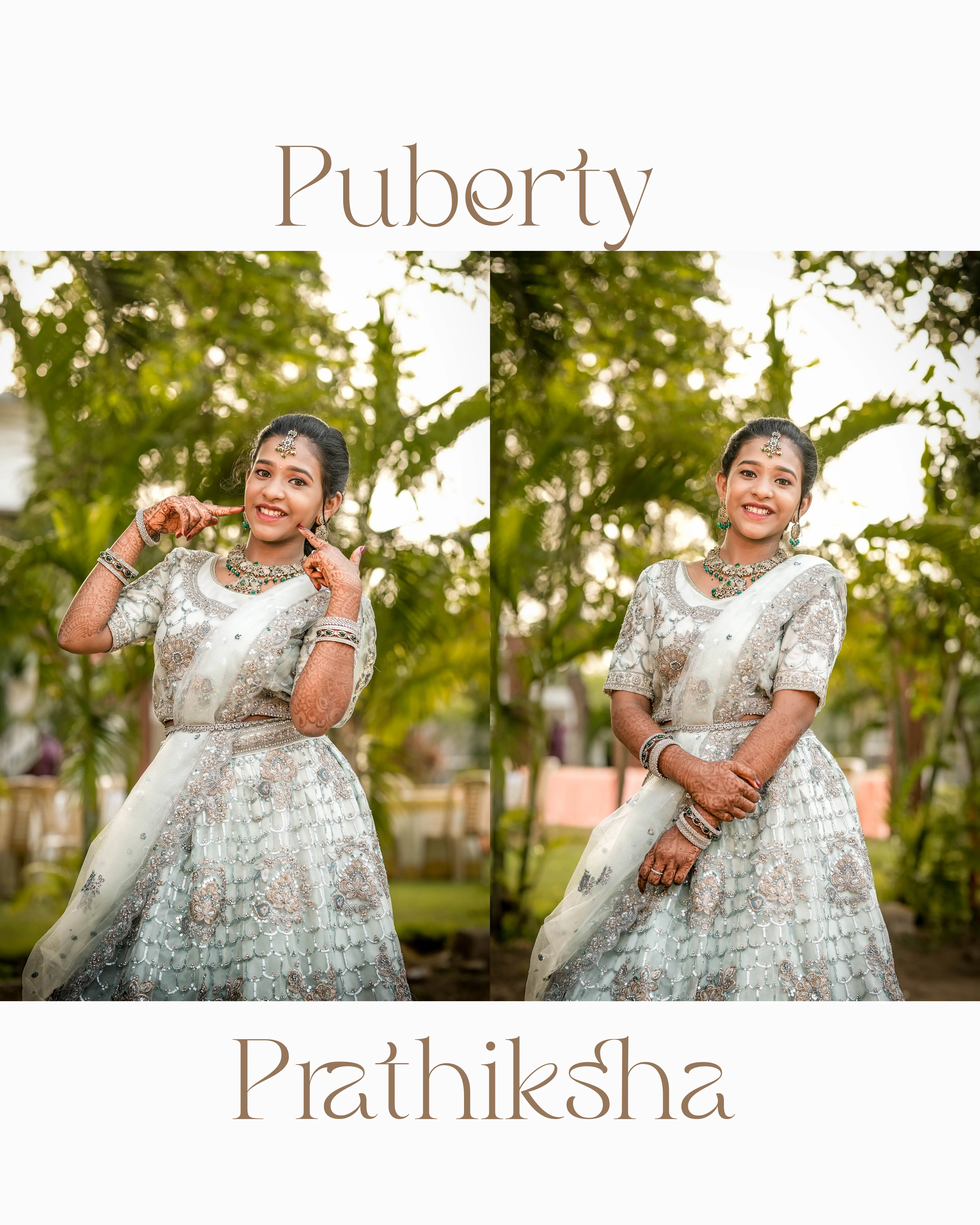 Final celebratory family moment at Prathiksha puberty ceremony photoshoot