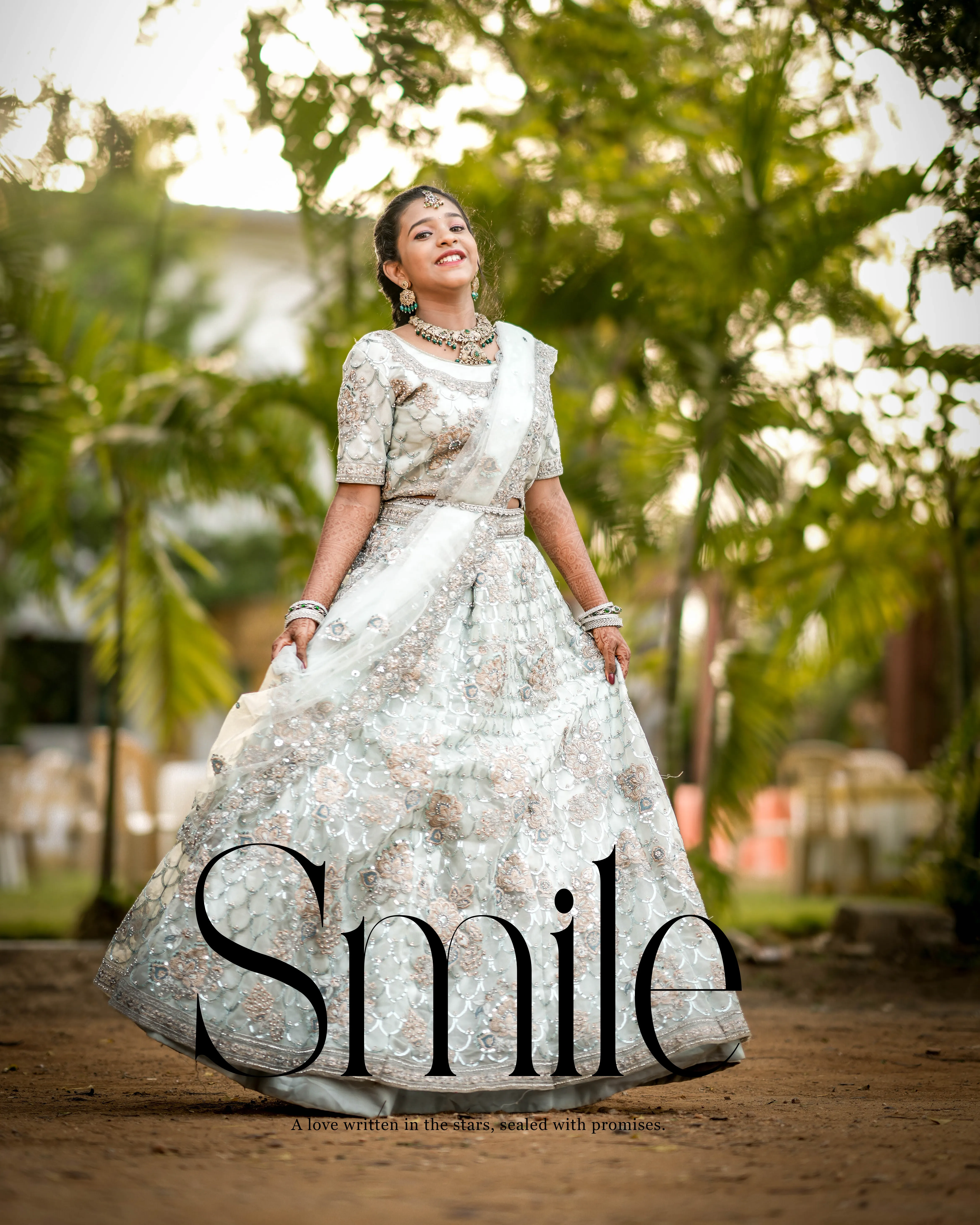 Prathiksha smiling during puberty ceremony ritual in Perur Coimbatore
