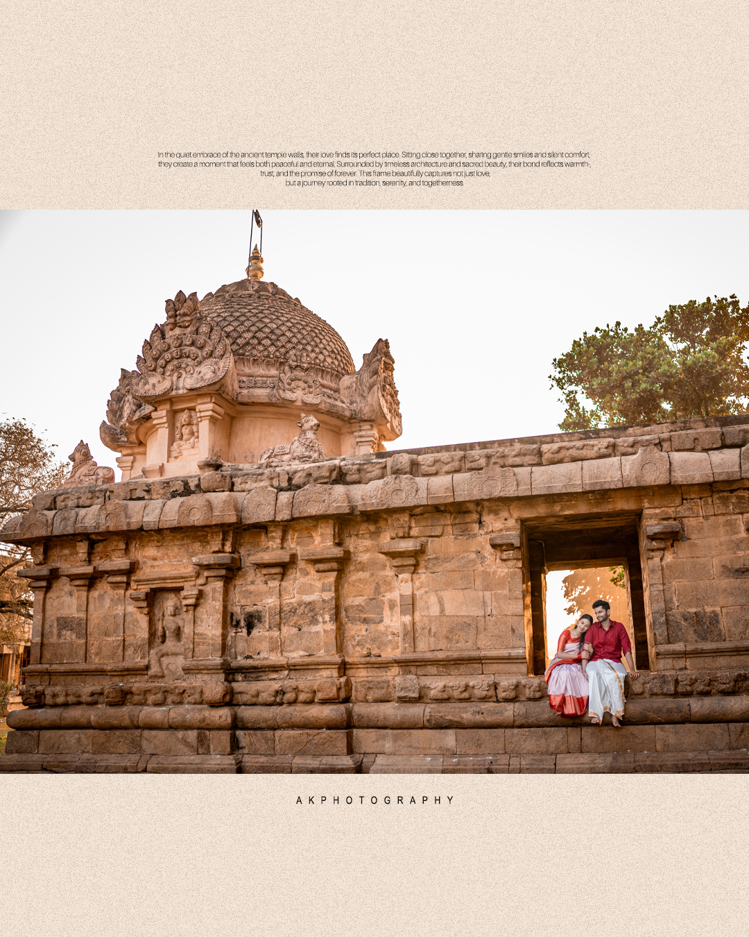 Pre Wedding Photoshoot in Gangaikonda Cholapuram Temple - Heritage Guide - golden hour portrait (5) by AK Photography Coimbatore