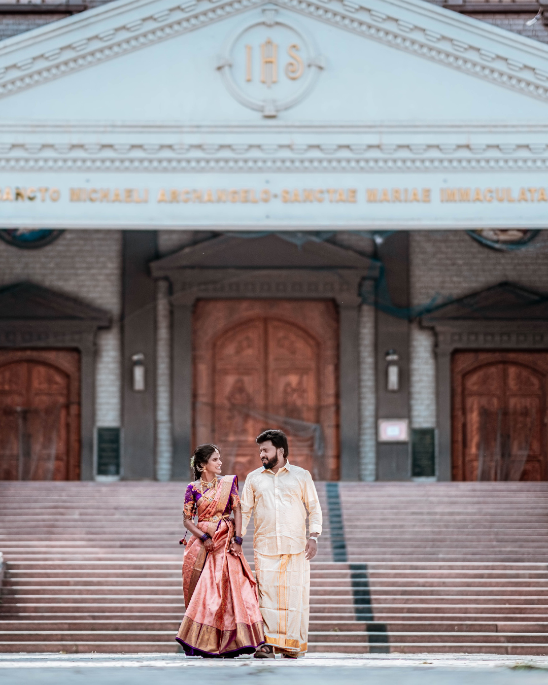 Engagement Photoshoot of David & Monica at St. Michael's Church, Coimbatore - golden hour portrait (5) by AK Photography Coimbatore