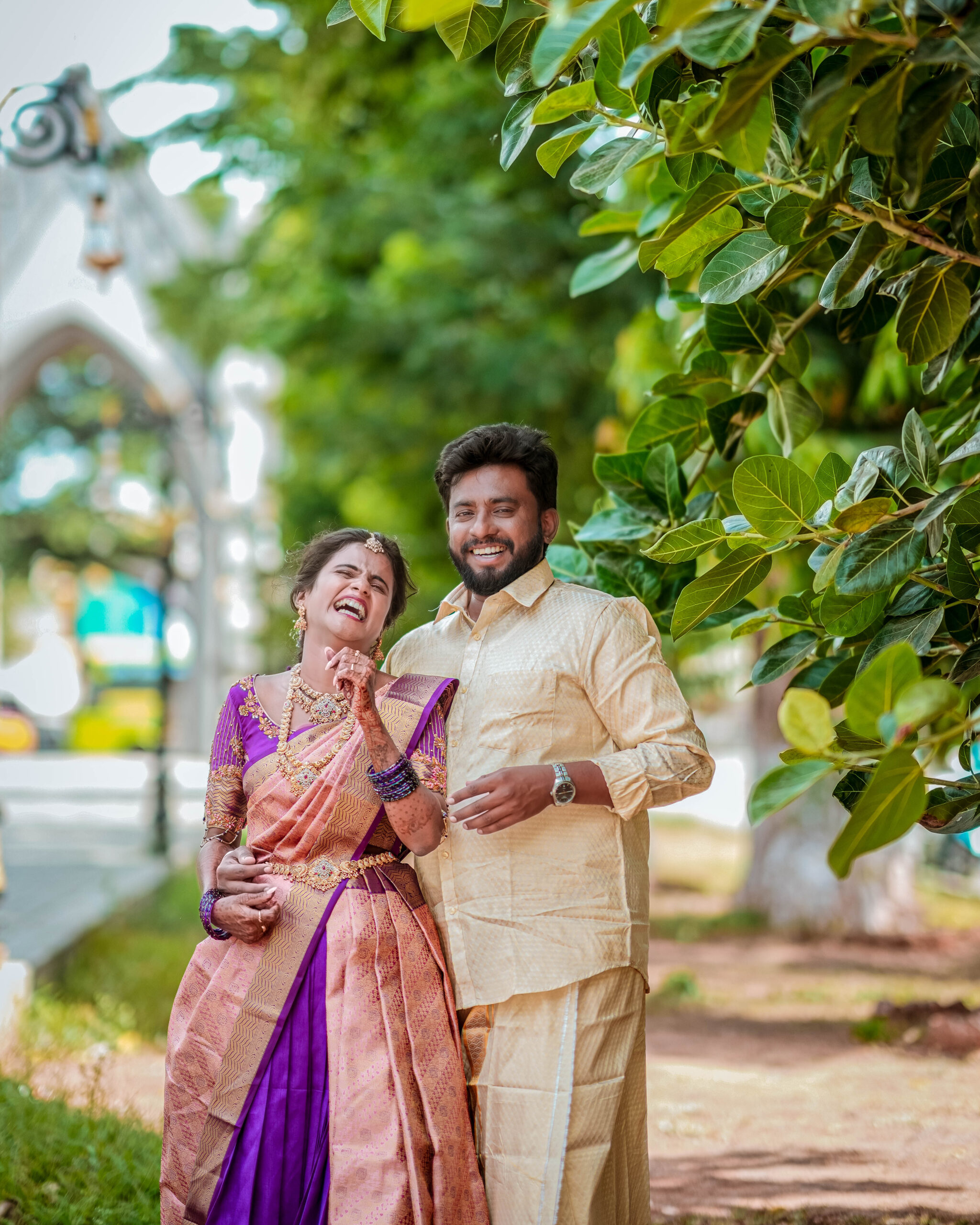 Engagement Photoshoot of David & Monica at St. Michael's Church, Coimbatore - candid smile (8) by AK Photography Coimbatore