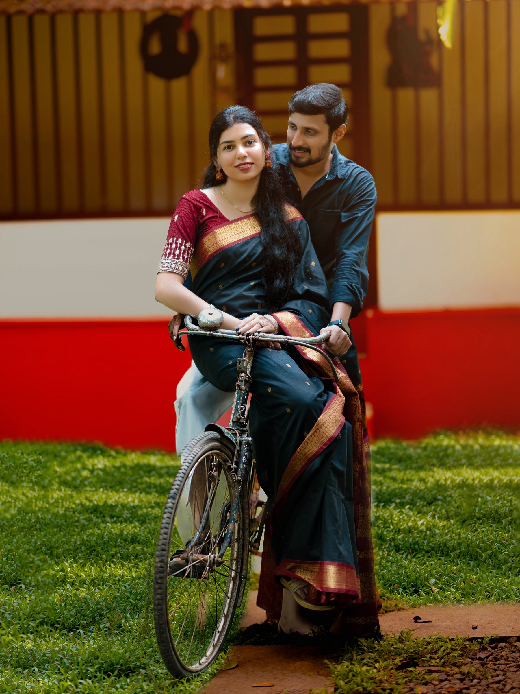 Creative pre-wedding photoshoot poses and styling for couples in Kerala