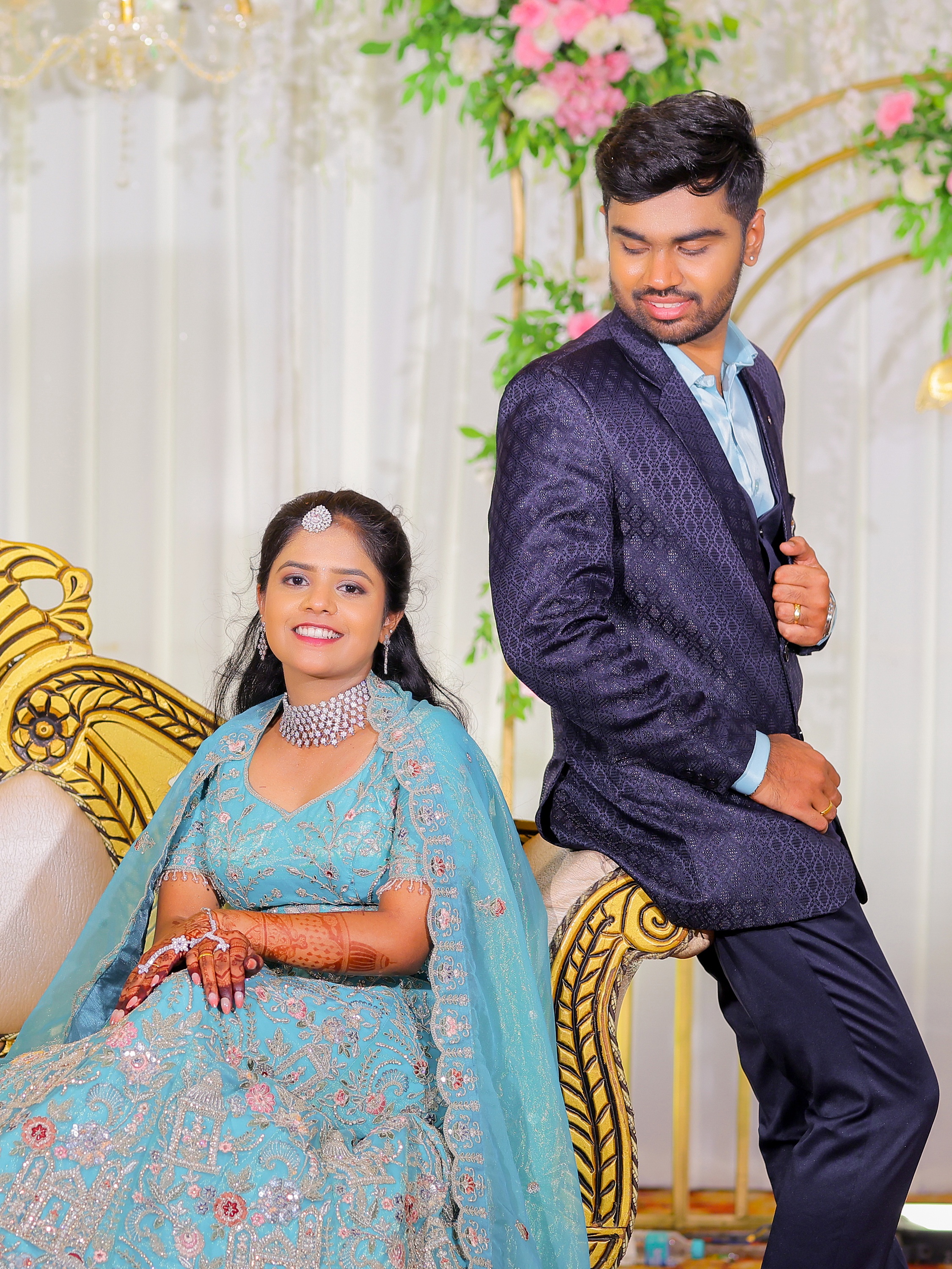 Bharanidharan and Leghashree romantic reception couple shoot with editorial posing by AK Photography