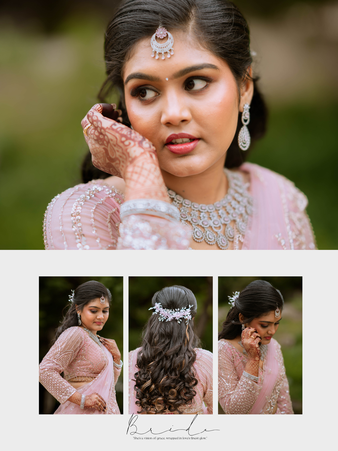 Candid bridal portrait of Narmadha showing exquisite jewellery and elegance by AK Photography Chennai