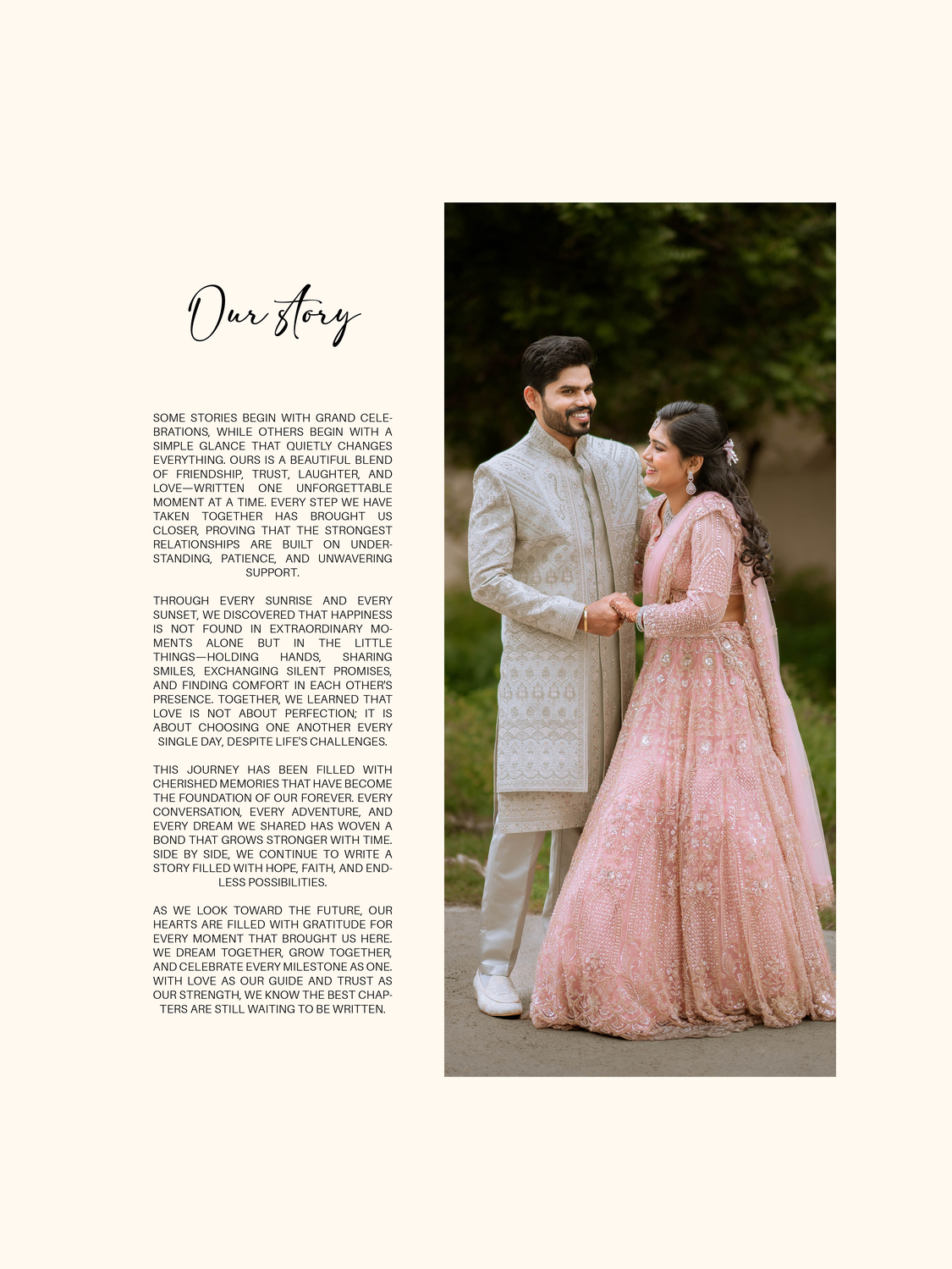 Wedding reception storybook heirloom album spread featuring Mohan and Narmadha by AK Photography