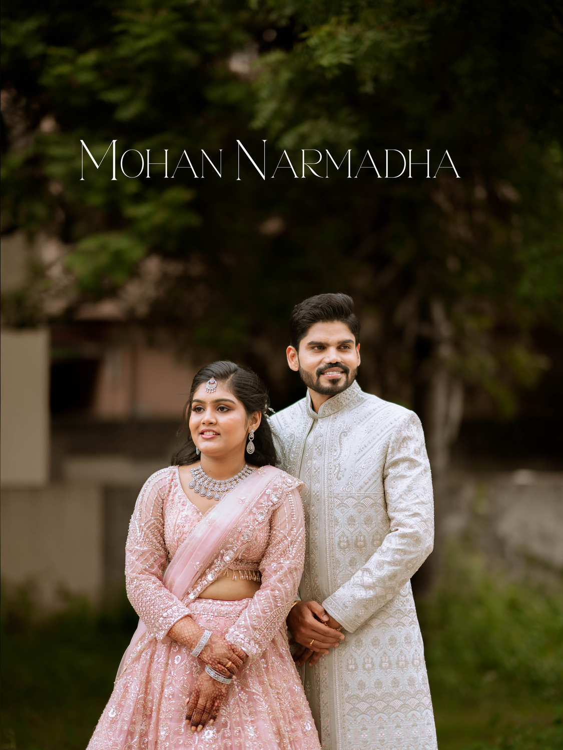 Mohan and Narmadha royal evening attire and couple chemistry portrait in Chennai