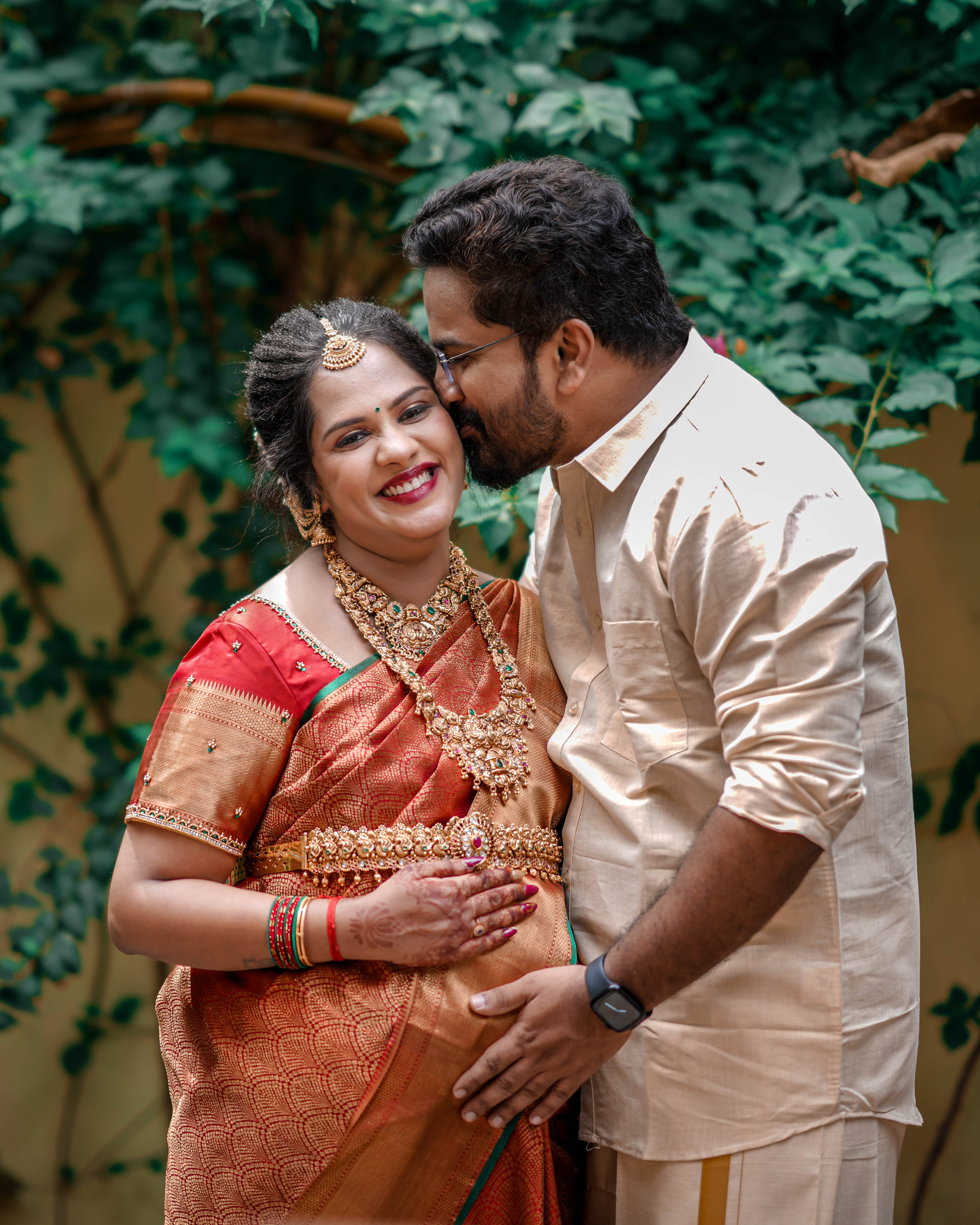 Candid couple portrait from pregnancy shoot in Salem
